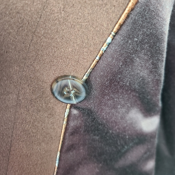 Jones New York brown angora & wool blend vintage long line pea coat, size 16 1/2 - Picture 7 of 12